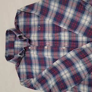 Vineyard Vines boys red blue cream flannel dress shirt size medium